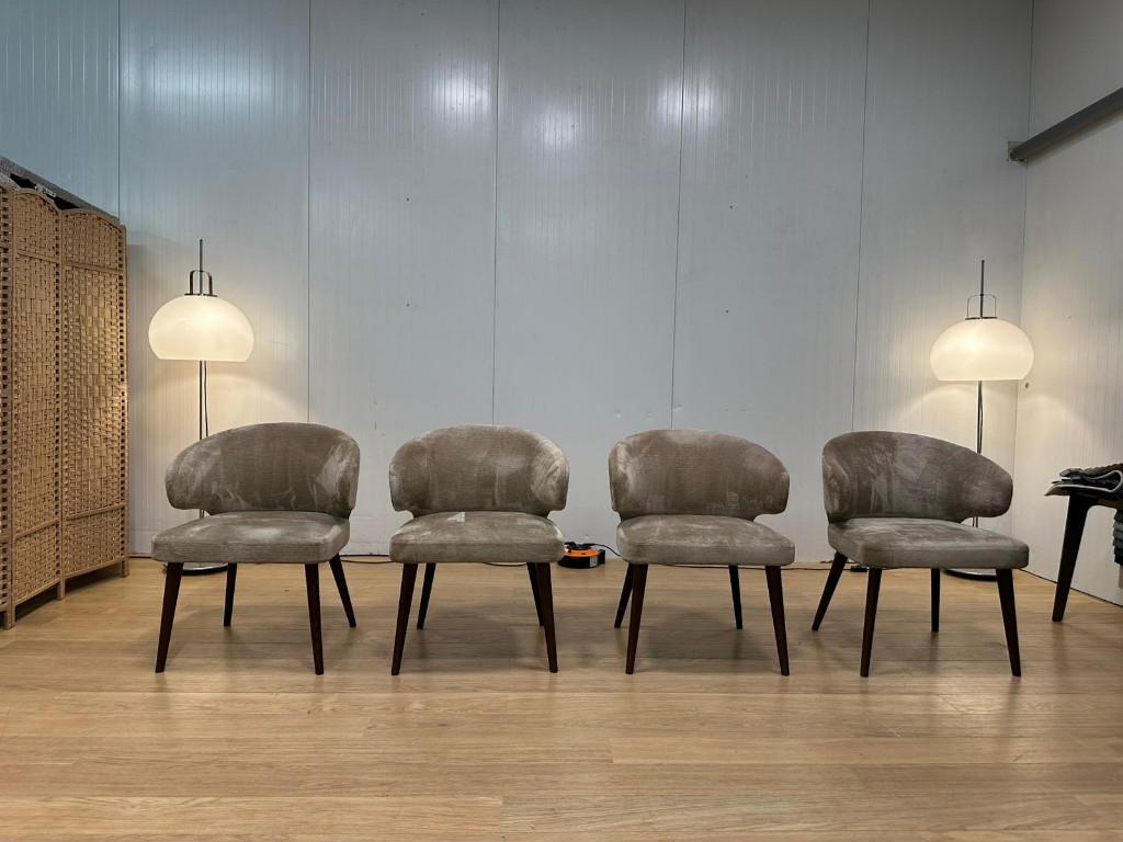 TBE Minotti Aston fauteuil + garantie PN: 1.958€ p. pièce, Maison & Meubles, Chaises, Comme neuf, Quatre, Tissus, Gris, Enlèvement ou Envoi