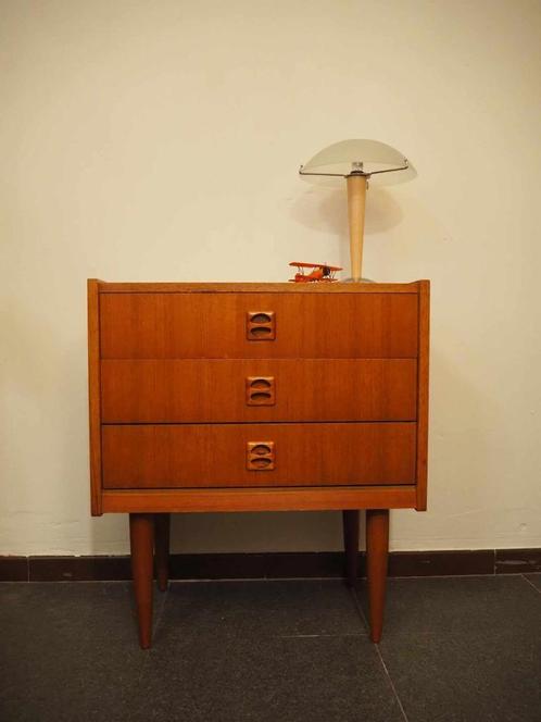 Vintage Deense ladekast teak, 1960s, Maison & Meubles, Armoires | Commodes, Comme neuf, Moins de 100 cm, 50 à 100 cm, 25 à 50 cm