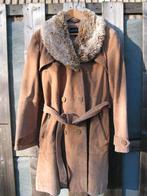 Lange Lederen suede beige jas mt. 42/44, Beige, Maat 42/44 (L), Zo goed als nieuw, Ophalen