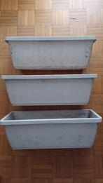 Lot bundel 3 bloembakken jardinières 50 cm grijs gris, Tuin en Terras, Bloembakken en Plantenbakken, Ophalen, Kunststof, Gebruikt