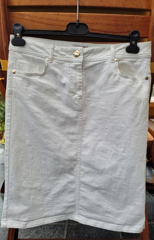 Mooie jeansrok merk Gigue Jeans, 38..als nieuw, Kleding | Dames, Rokken, Zo goed als nieuw, Maat 38/40 (M), Wit, Onder de knie