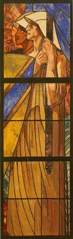 Maurice LANGASKENS 1884-1946 ontwerp glasraam gouache/pastel, Antiek en Kunst, Kunst | Schilderijen | Modern, Ophalen