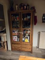 Massief sheeshamhouten vitrinekast, Maison & Meubles, Armoires | Vitrines, 25 à 50 cm, Avec tablette(s), Comme neuf, 100 à 150 cm