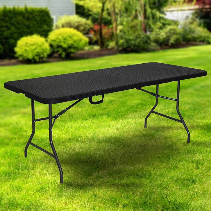 Klaptafel -180 x 75 x 74 cm - in Rotan-Look - Campingtafel., Caravans en Kamperen, Kampeermeubelen, Nieuw, Campingtafel, Verzenden