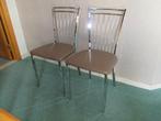 twee stevige chroom keukenstoelen, Huis en Inrichting, Stoelen, Twee, Bruin, Ophalen of Verzenden, Zo goed als nieuw