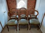 Set zes stevige stoelen leder Louis XV 15 De Bruyne Bornem, Huis en Inrichting, Stoelen, Ophalen, Gebruikt, Landelijk antiek, Hout