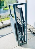 Table pliable + 2 chaises jardin, Tuin en Terras, Tuintafels, Ophalen, Gebruikt, Vierkant, Metaal