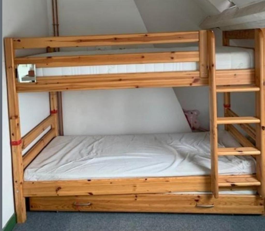 lits superposés FLEXA CLASSIC naturel, Kinderen en Baby's, Kinderkamer | Stapelbedden en Hoogslapers, Stapelbed, Ophalen