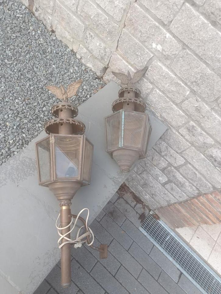 Prachtige zeer oude koperen koetslampen, Antiek en Kunst, Curiosa en Brocante, Ophalen