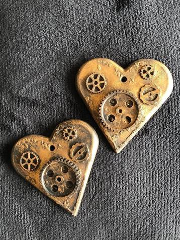 Steampunk harten in Vintage stijl   9x9 cm 