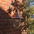 Buitenlamp geheel koper-glas, koperen wandlamp, Antiek en Kunst, Ophalen of Verzenden