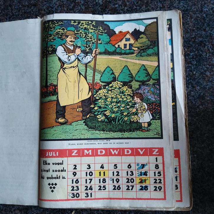 Oude kalender met volksliedjes 1933., Antiek en Kunst, Antiek | Boeken en Manuscripten, Ophalen of Verzenden