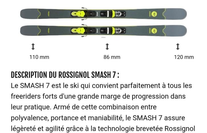 Ski freestyle freeride rossignol smash 7.  "200eurs!", Sports & Fitness, Ski & Ski de fond, Utilisé, Skis, Rossignol, 180 cm ou plus