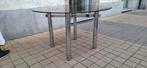 Vintage ronde tafel chroom rookglas, Huis en Inrichting, Ophalen, Glas