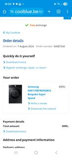 Samsungs wasmachine met defecte deurrubber, 10 kg ou plus, Enlèvement, Utilisé, Chargeur frontal