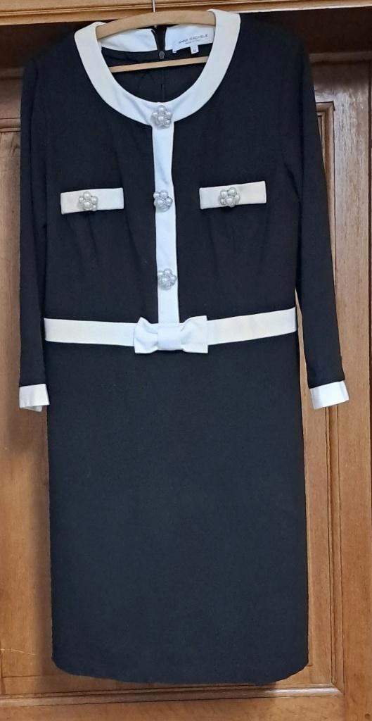 Damesjurk Anna Rachele, Kleding | Dames, Jurken, Gedragen, Maat 42/44 (L), Wit, Knielengte, Ophalen of Verzenden