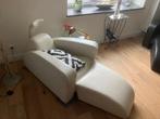 2x Fauteuil design KLER leder met voetenbank, Ophalen, Gebruikt, Metaal, Modern
