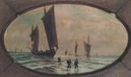 ancienne peinture marine ovale, Antiquités & Art, Enlèvement ou Envoi