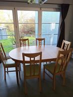 Tafel voor 8 personen ( met tussenstukken ) 6 stoelen, Huis en Inrichting, Ophalen, Gebruikt, 100 tot 150 cm, Vijf personen of meer