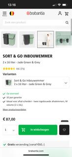 Vuilnis bak Brabantia 16 l. X2, Ophalen, Kunststof, Gebruikt, Minder dan 50 cm