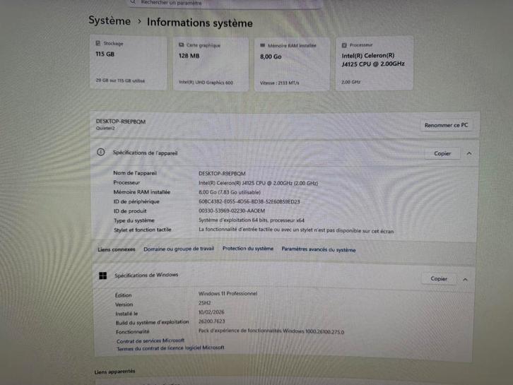 Mini pc 8go windows 11 128go neuf, Computers en Software, Desktop Pc's, Zo goed als nieuw, SSD, Ophalen of Verzenden