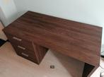 Donkerbruine bureau 136x66x72cm, Ophalen, Gebruikt, 70 tot 120 cm, Teakhout