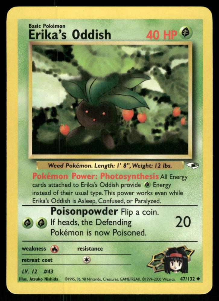 Erika's Oddish 47/132 - Gym Heroes (NM), Hobby en Vrije tijd, Verzamelkaartspellen | Pokémon, Gebruikt, Verzenden