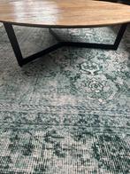 Houten salontafel met zwart onderstel, Huis en Inrichting, Ophalen, Gebruikt, Rond