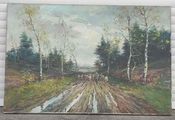 Huile sur toile berger et ses moutons signe j dupont beschikbaar voor biedingen