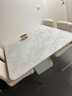 Marmeren tafel - echt marmerblad met houten voet - gebruikt, Huis en Inrichting, Gebruikt, Ophalen