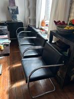 4 vintage leren stoelen, Huis en Inrichting, Ophalen, Gebruikt, Leer, Eén