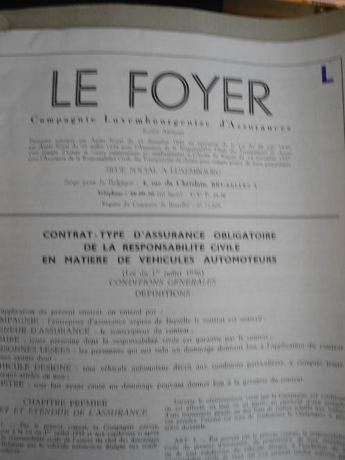 4 Vieux Contrats d'assurances automobiles des années 60, Verzamelen, Automerken, Motoren en Formule 1, Gebruikt, Auto's, Ophalen of Verzenden