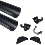 Gouttière PVC noir 3,5 m (80 mm) abri de jardin/abri/cabanon, Bricolage & Construction, Tuyaux & Évacuations, Neuf, 60 à 80 mm