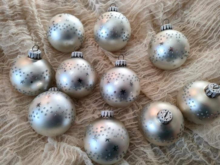 Set van 10 oude mondgeblazen kerstballen, Diversen, Kerst, Gebruikt, Ophalen of Verzenden