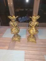 Grand bougeoir Putto Putti en laiton vintage italien du mili, Enlèvement ou Envoi