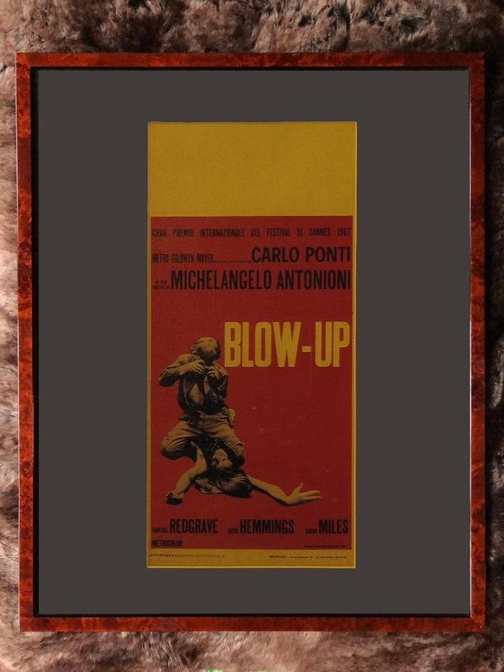 Ingelijste filmaffiche Blow Up Antonioni 1966, Huis en Inrichting, Woonaccessoires | Wanddecoraties, Zo goed als nieuw, Ophalen of Verzenden