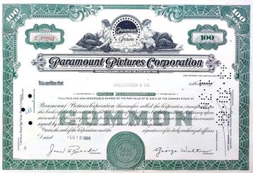 Origineel Paramount Pictures aandeel uit 1966 beschikbaar voor biedingen