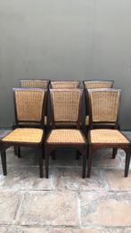 Houten stoelen met rotan, Huis en Inrichting, Stoelen, Koloniale, rustieke stijl, Riet of Rotan, Gebruikt, Bruin