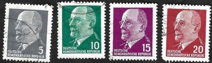 4 Postzegels DDR (Oost-Duitsland) 1961 Walter Ulbricht, Postzegels en Munten, Postzegels | Europa | Duitsland, Gestempeld, DDR