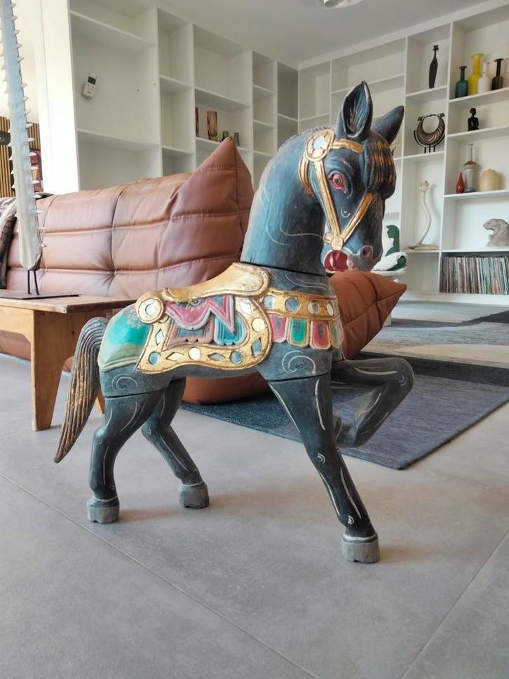 Mooi houten paard India Indisch handwerk, Antiek en Kunst, Kunst | Niet-Westerse kunst, Ophalen of Verzenden