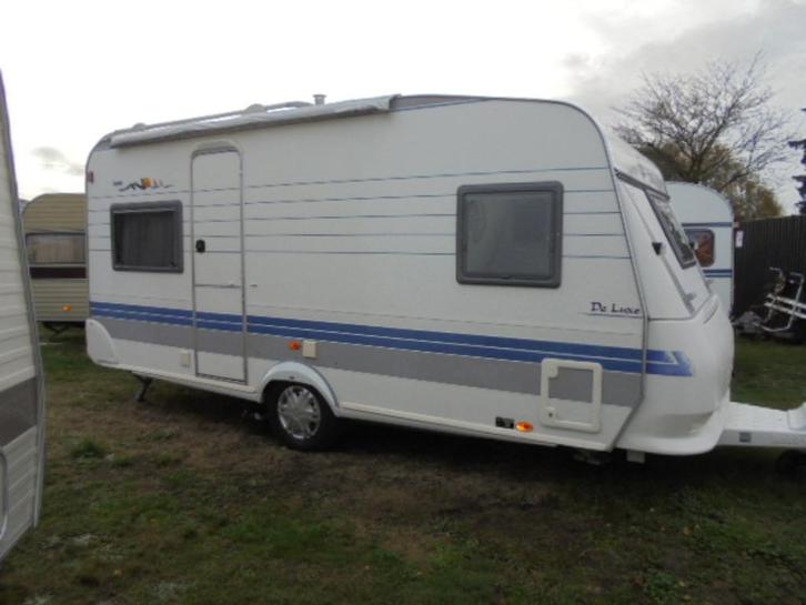 zeer mooie Hobby luxe 490,frans bed,rondzit-MOVER-voortent-, Caravans en Kamperen, Caravans, Bedrijf, tot en met 4, 750 - 1000 kg