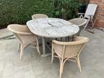 teak tuintafel stoelen, Tuin en Terras, Tuintafels, Ophalen, Gebruikt, Ovaal, Teakhout