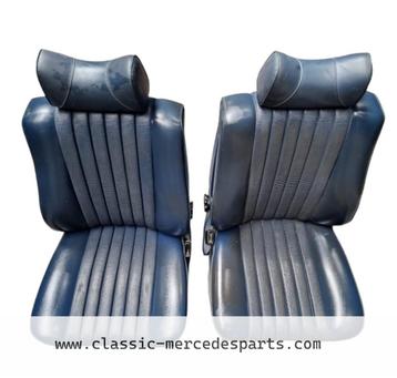 2x voorstoel Mercedes w123 donkerblauw kunstleder 