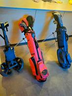 Golfkar + 2x Golftas met 10 clubs, Ophalen, Zo goed als nieuw, Golfkar