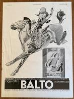Ancienne publicité pour les CIGARETTES BALTO des années 1930, Collections, Enlèvement ou Envoi, Comme neuf, Autres types