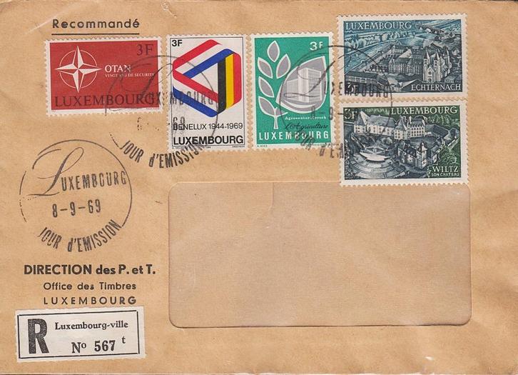 1969 - LUXEMBURG - FDC BENELUX, NATO, Landbouw & Landschap, Timbres & Monnaies, Timbres | Europe | Autre, Affranchi, Luxembourg