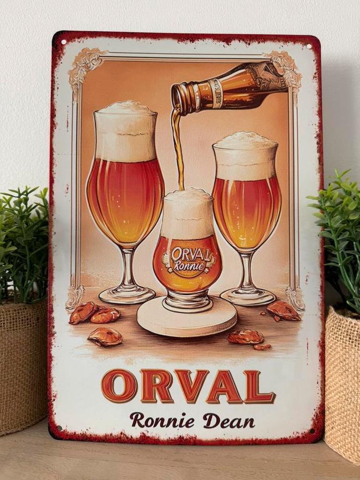 Metalen reclamebord Orval, Verzamelen, Biermerken, Ophalen of Verzenden