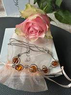 Collier en argent ,avec ambre, Ophalen of Verzenden, Zo goed als nieuw, Zilver, Zilver