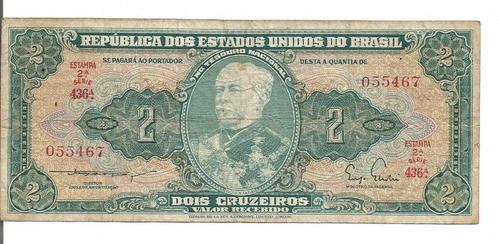 Brazilië 2 Cruzeiros 1955 P#157 Serie 436A 055467 VERY FINE, Postzegels en Munten, Bankbiljetten | Amerika, Los biljet, Zuid-Amerika