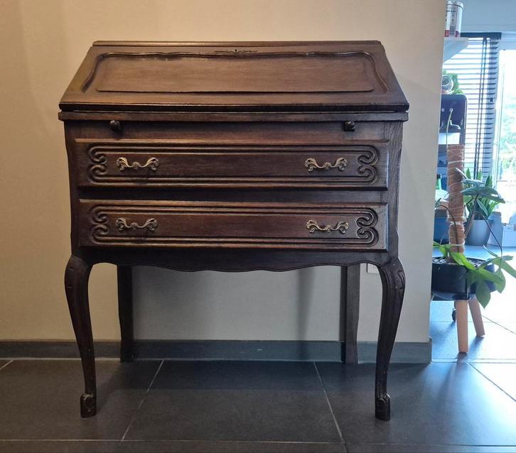 Antiek Secretaire Bureau met 2 Lades, Huis en Inrichting, Kasten | Secretaires, Gebruikt, Ophalen